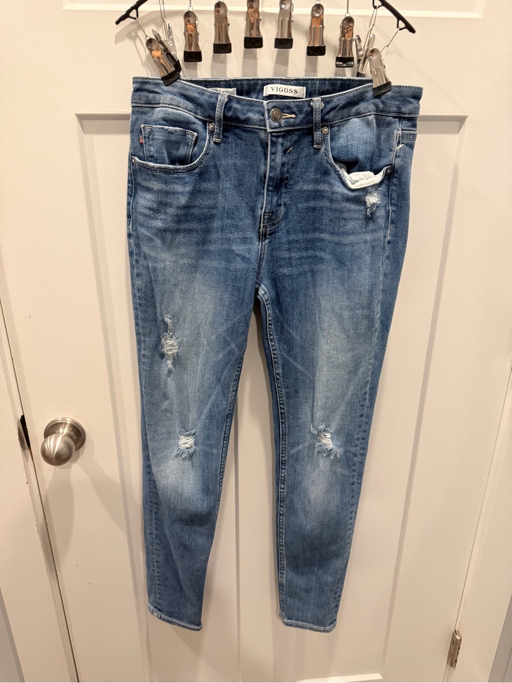 Vigoss Marley Skinny Jeans 28 Distressed Blue Mid Rise Stretch Denim